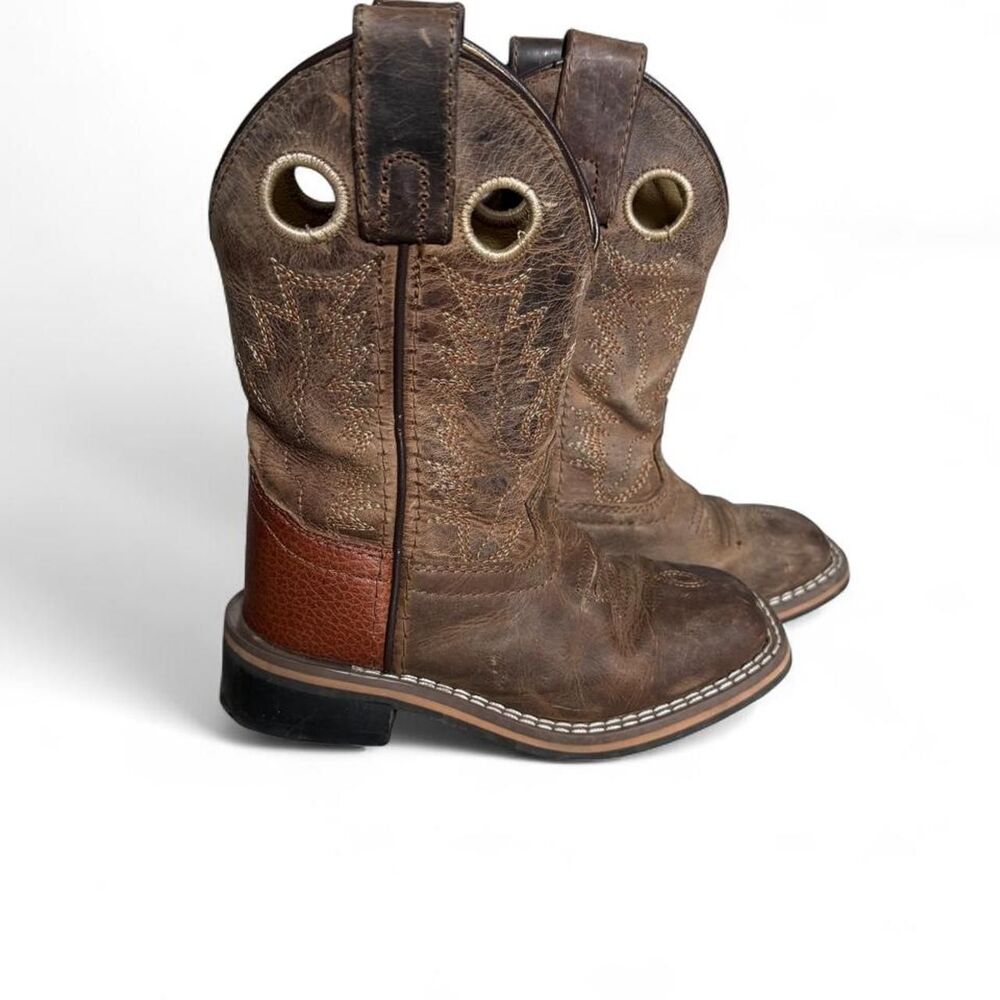 Smoky Mountain Kids 8.5 Western Cowboy Boots Brown Leather Square Toe 36620